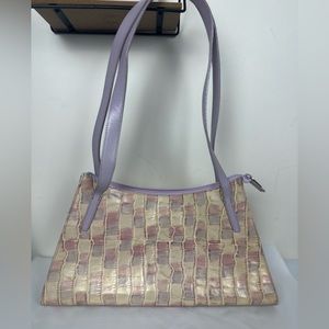 Vintage Y2K lilac leather shoulder bag purse Danier pastel spring trend lavender